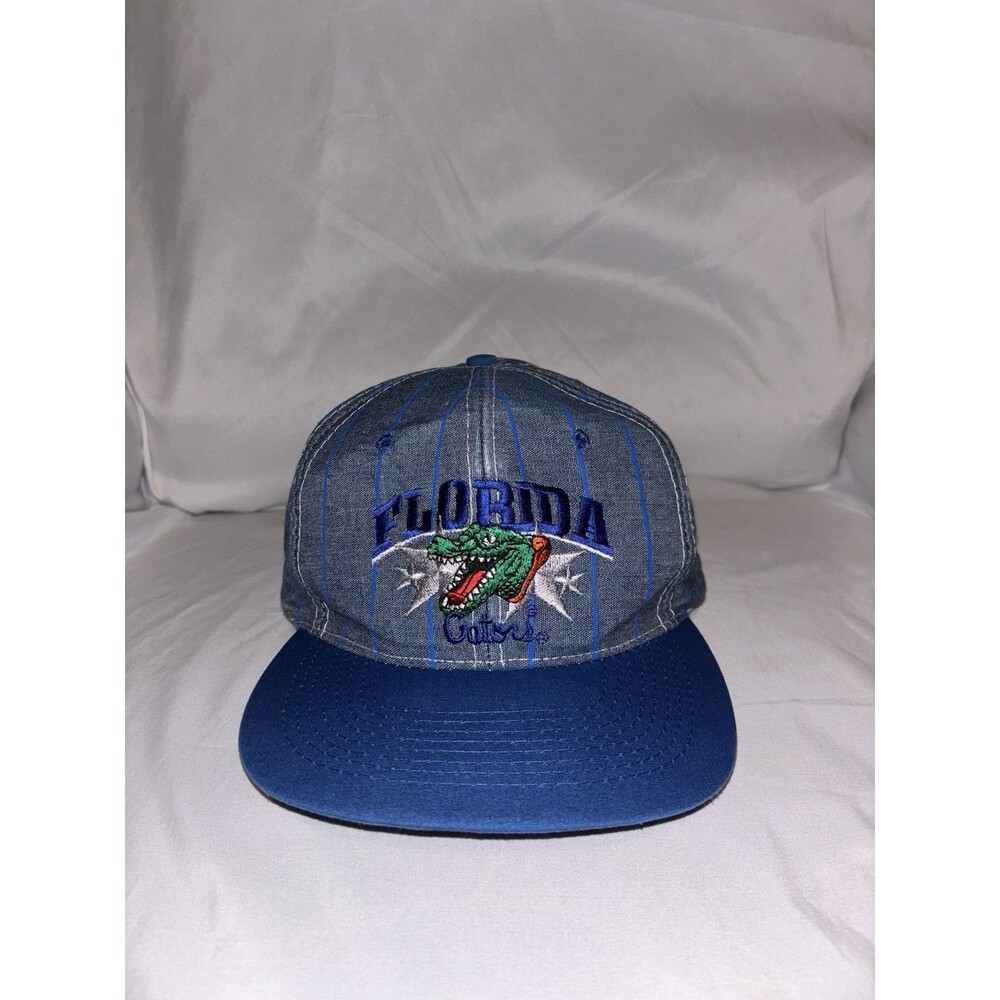 Florida Gators Snapback Flat Bill Blue Pinstripe Hat Vintage